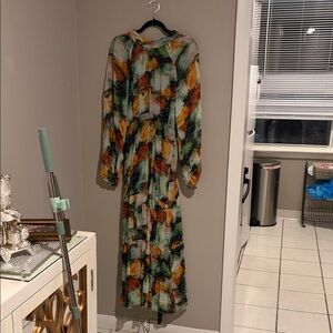 Anthropologie Multicolor Abstract Maxi Dress